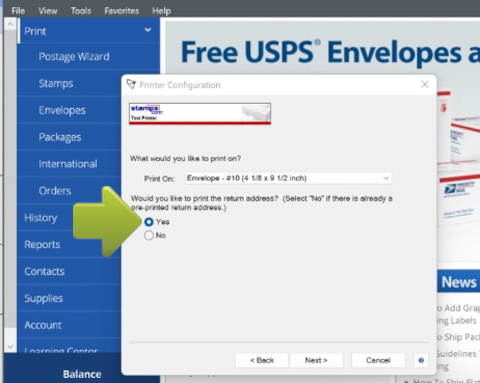 print stamps on envelopes